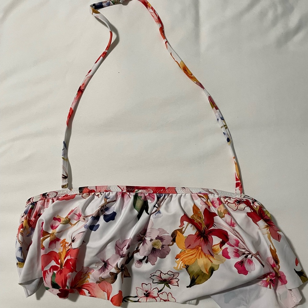 Size S Bandeau style floral bikini top with removable straps